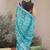 cotton blend shibori print ready to wear saree with pocket turquoise