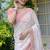 cotton blend geometric print ready to wear saree with pocket white
