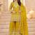 mustard yellow georgette cotton thread sequins work palazzo set -Full Stitched Free size