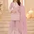 pink georgette cotton thread sequins work palazzo set-Full Stitched Free size