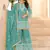 aqua blue georgette cotton thread sequins work palazzo set-Full Stitched Free size