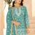 aqua blue georgette cotton thread sequins work palazzo set-Full Stitched Free size
