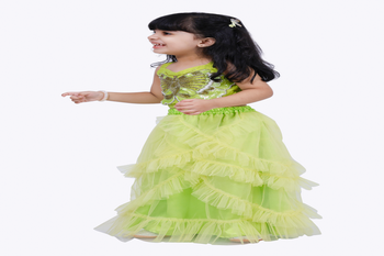Elaisha woven sleeveless placement embroidered top with net lehenga-limegreen 3
