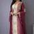 Wine georgette beads and zari work wedding kaftan dress
