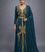 Wine Georgette Zari Work Kaftan Dress