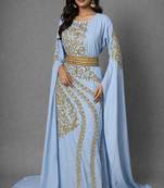 Sky Blue Georgette Zari Work Kaftan Dress 