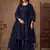 Beautiful Navy Blue Embroidered Net Wedding Wear Sharara Suit