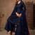 Beautiful Navy Blue Embroidered Net Wedding Wear Sharara Suit