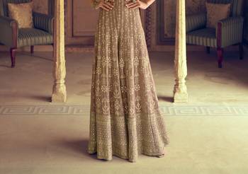 chiku embroidered georgette ready-made palazzo set with blouse & jacket 4