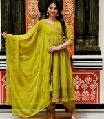 Embroidered georgette febric with lining kurta, pant & dupatta sets