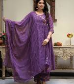 Embroidered georgette febric with lining kurta, pant & dupatta sets
