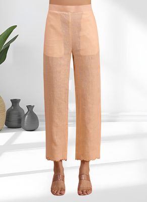 Coral linen long kurta with pant for women's 5