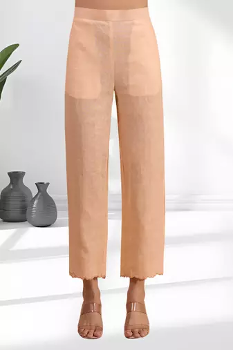Coral linen long kurta with pant for women's