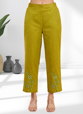 Cotton olive embroidery shirt pant for women's 4