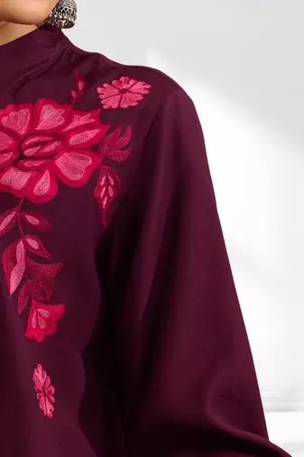 Wine vertical silk only top for women's