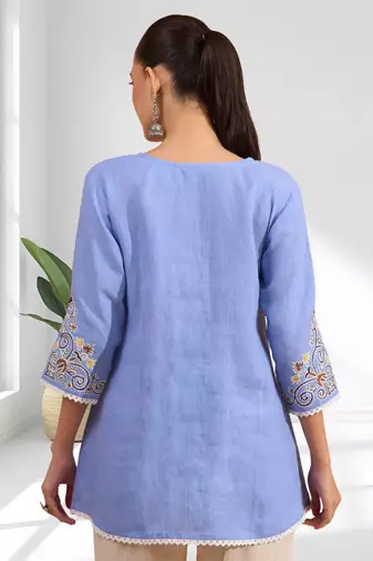 Violet cotton linen only kurti