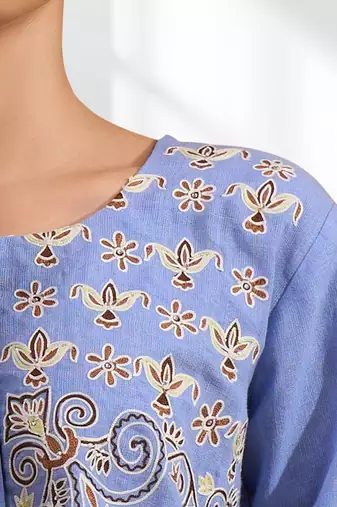 Violet cotton linen only kurti
