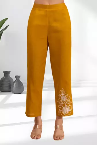 Cotton orange embroidery shirt pant for women's