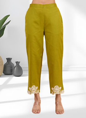 Cotton olive kurta set for women's 5