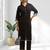 Black linen long kurta with pant for women's