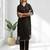 Black linen long kurta with pant for women's