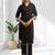Black linen long kurta with pant for women's