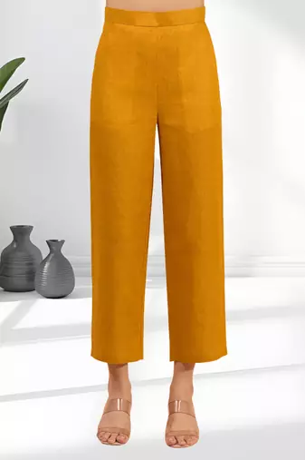 Orange cotton kurta with pant for women's