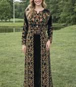 Black Embroidery and beads Work Georgette fabric Islamic Style Partywear Kaftan