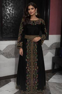 Black Georgette Beaded Kaftan 1