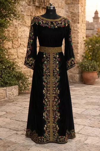 Black Georgette Beaded Kaftan