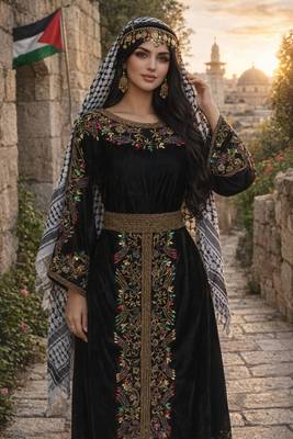 Black Georgette Beaded Kaftan 4