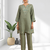 Pista green kurta with pant for women's