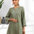 Pista green kurta with pant for women's