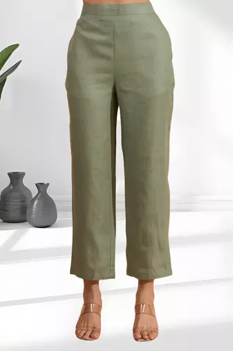 Pista green kurta with pant for women's