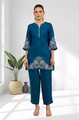 Teral cotton linen kurta with pant for women's