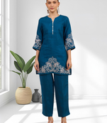 Teral cotton linen kurta with pant for women's