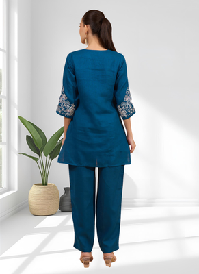 Teral cotton linen kurta with pant for women's 2