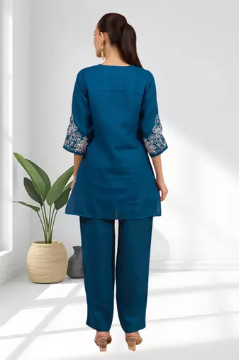 Teral cotton linen kurta with pant for women's