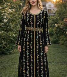 Black Georgette Beaded Kaftan