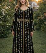 Black Georgette Beaded Kaftan