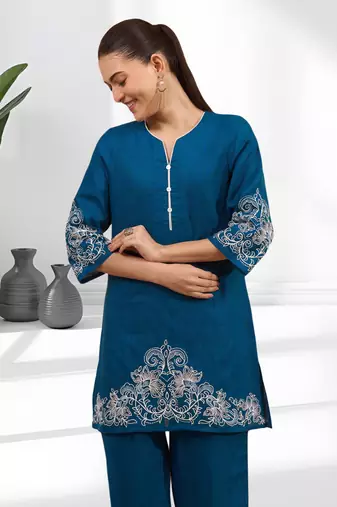 Teral cotton linen kurta with pant for women's