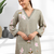 Pista green linen long kurta with pant for women's