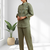 Pista green linen kurta with pant for women's