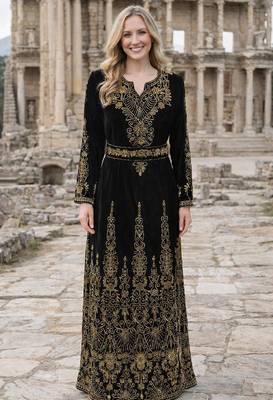 Black Georgette Beaded Kaftan 2