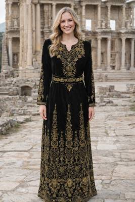 Black Georgette Beaded Kaftan 4
