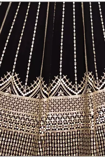 Black Sequin Embroidery Georgette Lehenga set with choli and dupatta