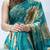 turquoise georgette floral saree with lace-unstitched