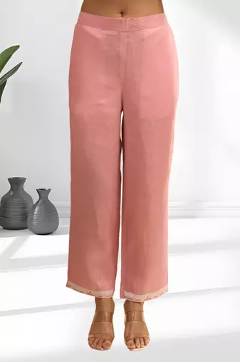 Pista green linen kurta with pant for women's