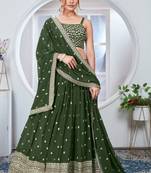 Green Georgette Lehenga set with choli and dupatta