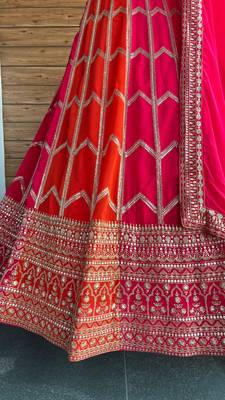 Multicolor Zari Sequin Georgette Lehenga set with choli and dupatta 4
